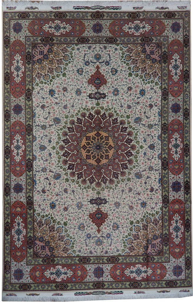 8 x 11.10 Raj Tabriz 500 KPSI Signed Super Fine Quality Rug Wool and Silk on Silk Handmade Iran Authentic #PIX-21844