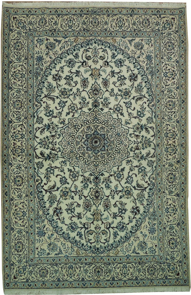 5.1 x 8.1 Signed Persian Nain Rug 9 La Wool and Silk Iran #PIX-16691