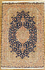 Load image into Gallery viewer, 6.7 x 10.3 High Quality Genuine Persian Tabriz Rug Wool and Silk on Silk 400 Kpsi Royal Blue Peach #PIX-26292