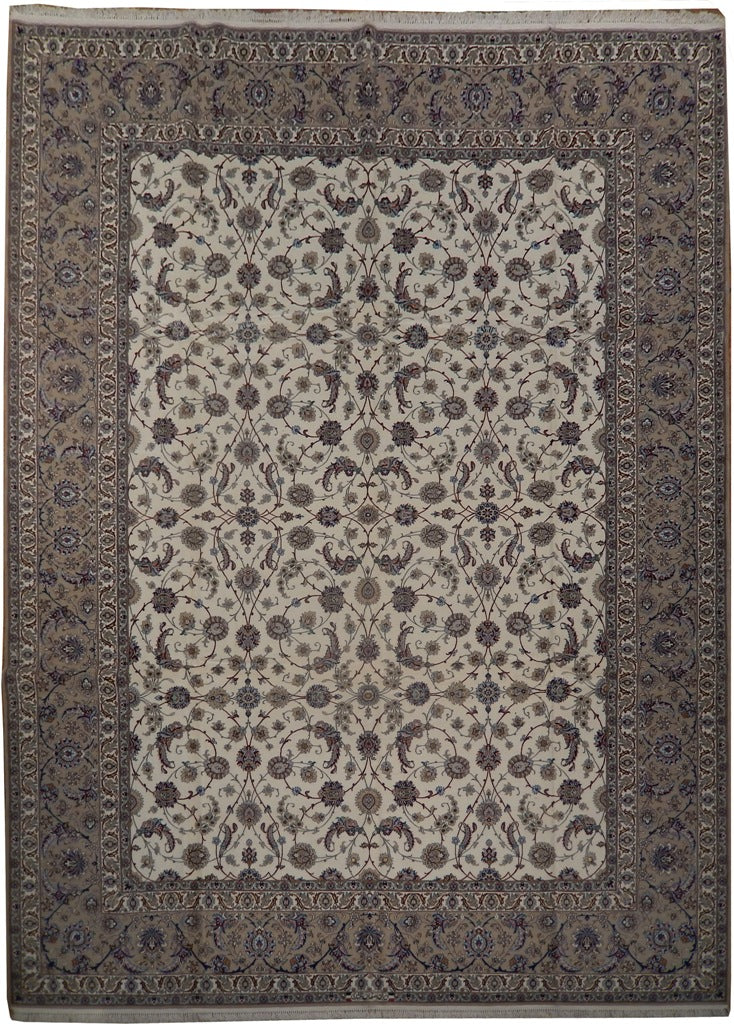 10 x 13.6 FINE FINE SIGNED Wool & Silk on SILK Persian Esfahan Rug #PIX-21873