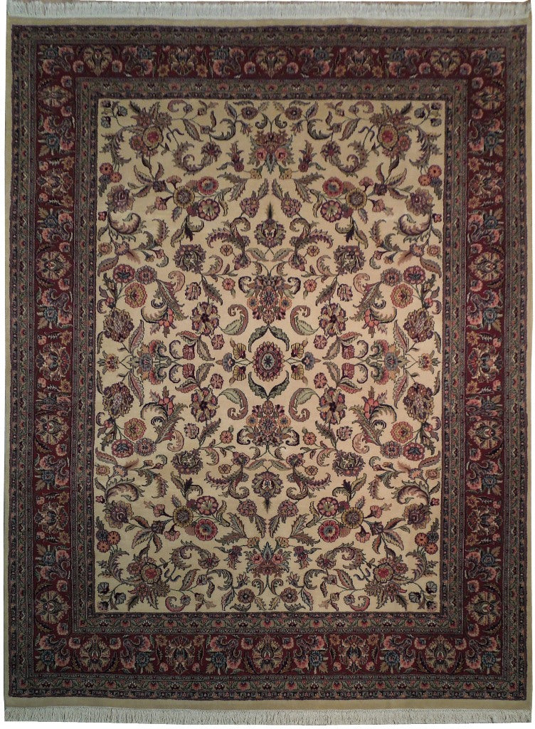 8.9 x 11.4 Semi-Antique Persian Heriz Rug All Over Ivory #PIX-18391