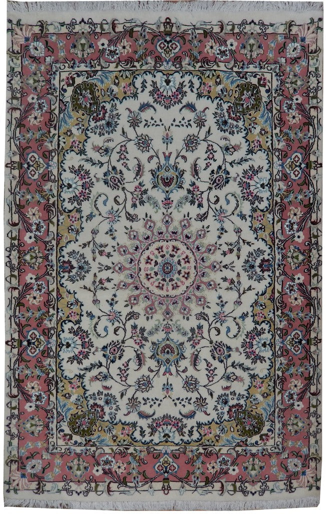 4.3 x 6.3 Persian Artisan Transitional  Wool Silk Handmade Rug