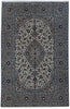 Load image into Gallery viewer, 6.7 x 10 Signed Persian Ivory Blue Kashan Rug Iran #B-81215