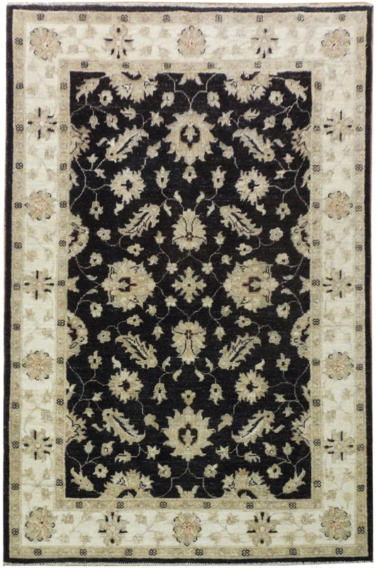4 x 6 Black Premium Persian Traditional Woo Hamadan Rug
