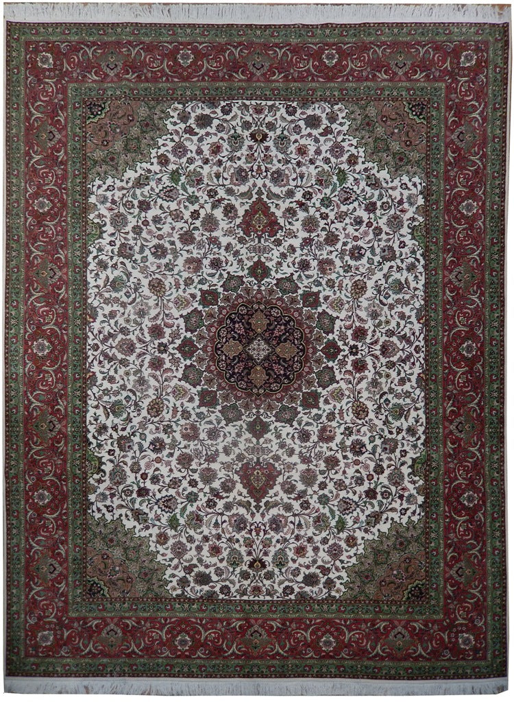 10 x 13 Genuine Persian Tabriz Rug Handmade Iran Wool and Silk 400 KPSI #PIX-21904
