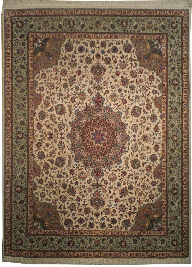 7.9 x 10.3 SIGNED Authentic Persian Tabriz Rug High Quality 400 KPSI #PIX-18227