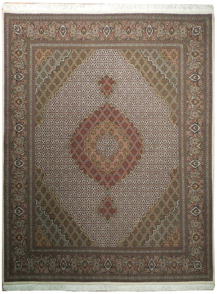 6.6 x 8.4 Authentic Persian Tabriz Mahi Rug Ivory #PIX-19992