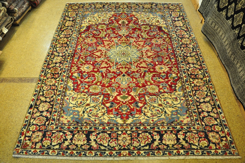 8.4 x 10.10 Persian Najaf Esfahan Wool Rug RED BLUE #PIX-28965