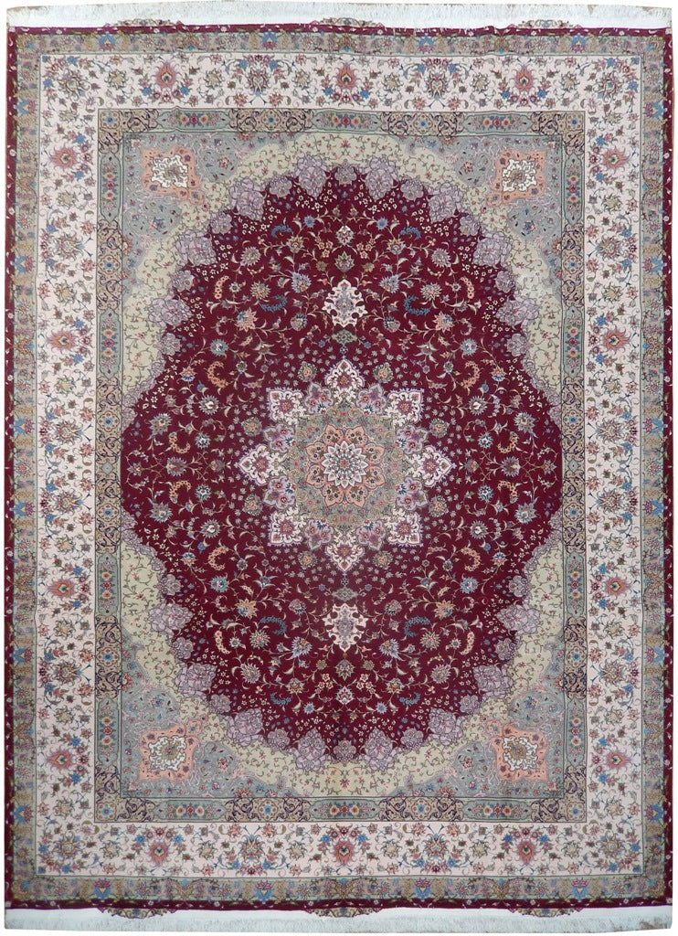9.9 x 13 Super High Quality Authentic Persian Tabriz Rug Handmade Iran Wool and Silk on Silk 500 KPSI #PIX-21870