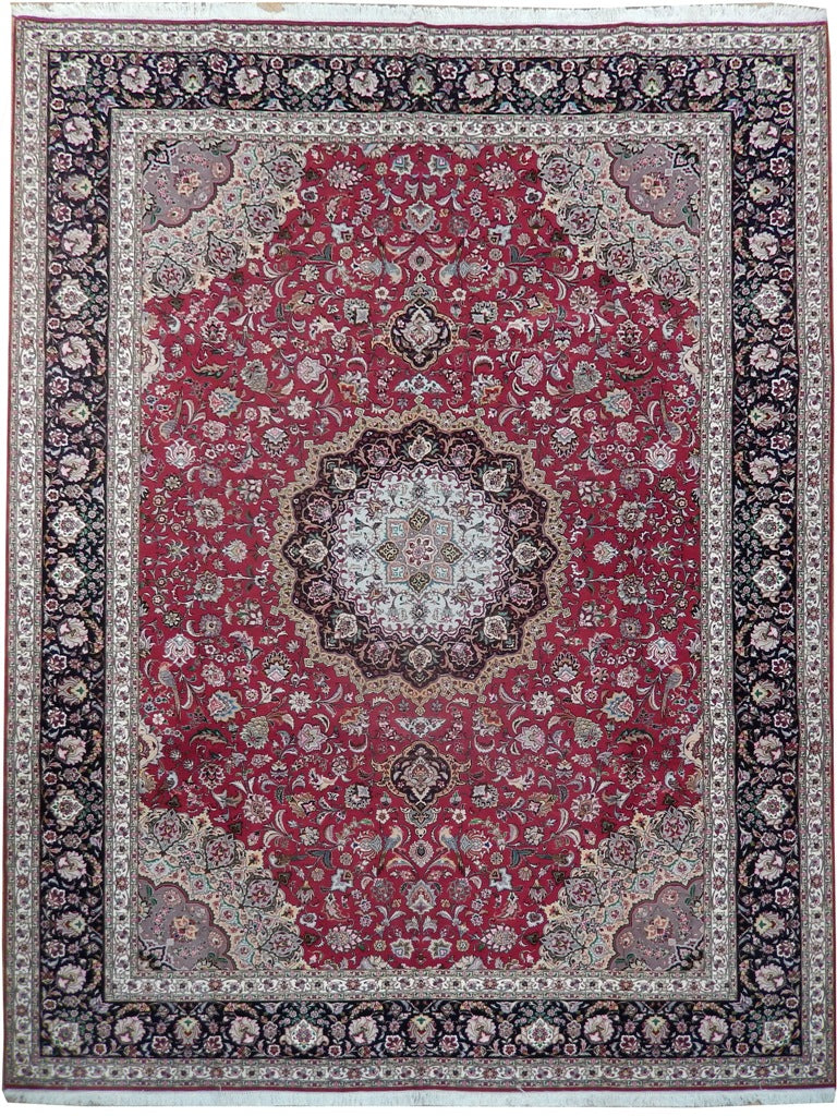 9.10 x 12.8 High Quality Authentic Persian Tabriz Rug Handmade Iran Wool and Silk 400 KPSI #PIX-21905
