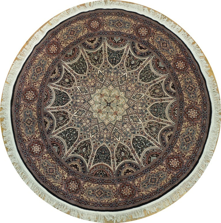 8.9 Feet ROUND Wool and Silk Fine Quality Rug MULTI COLORS  #PIX-20839