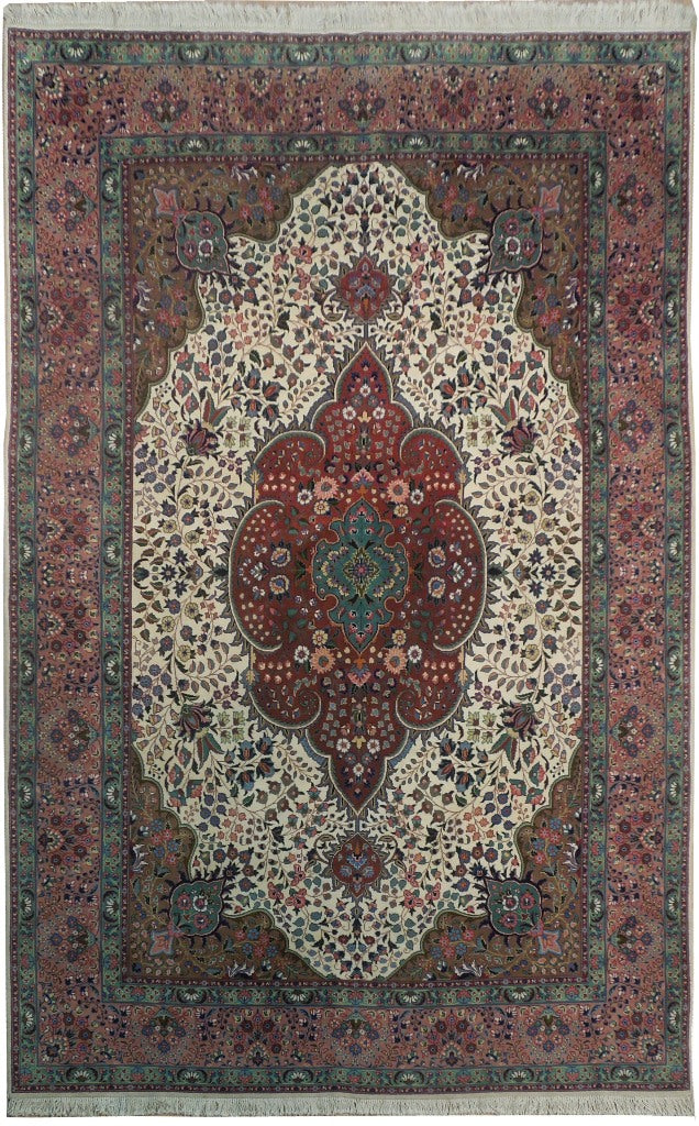 6.5 x 10 Iran Tabriz Rug Wool and Silk 400 Kpsi
