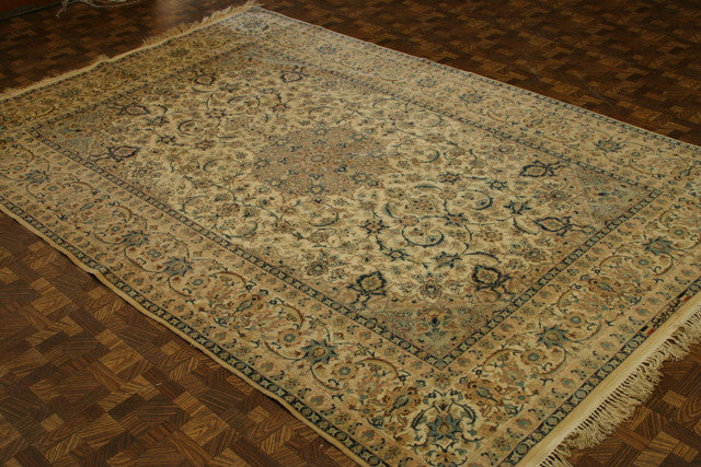 5.3 x 7.8 Authentic Persian Isfahan Estate Rug Wool and Silk 500 KPSi Pre-Owned #PIX-20391