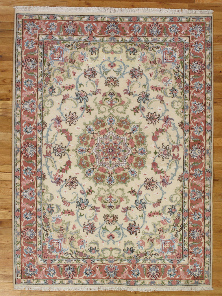 4.9 x 6.7 High Quality Authentic Persian Tabriz Rug Handmade Iran Wool and Silk 400 KPSI #PIX-29298