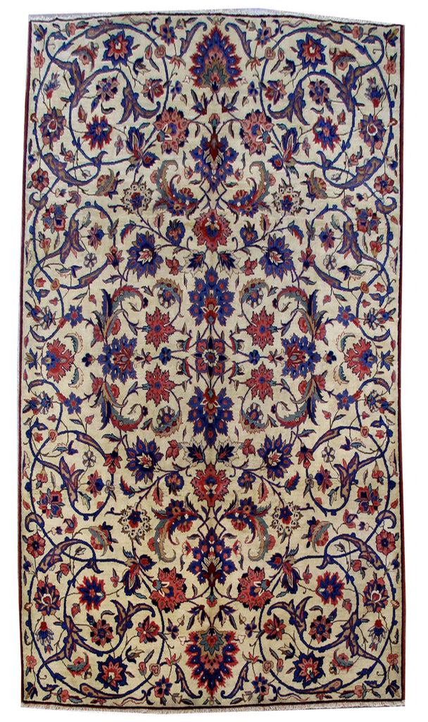 6.11 x 12.6 Semi-Antique Persian Esfahan Wool Rug - ESTATE CARPET #B-80715