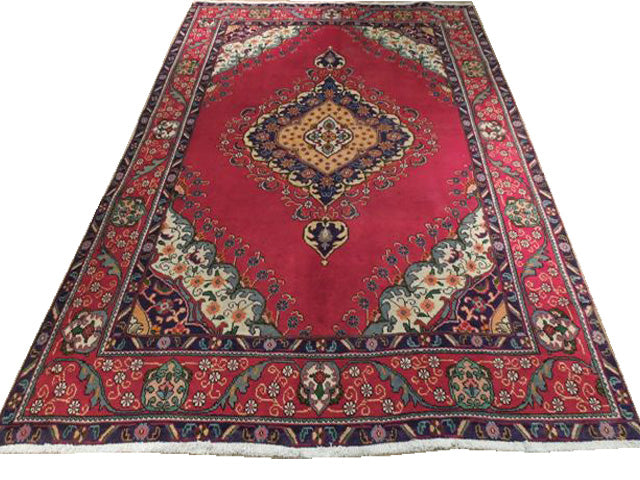 6.7 x 9.6 Persian Tabriz Rug Open Field #PIX-15490