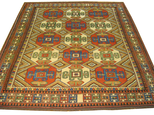6' x 7' Chechen Kazak Rug Wool on Wool #PIX-15920