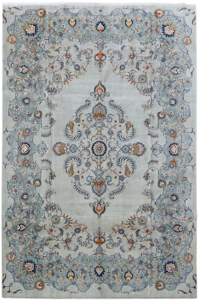 10.2 x 15.5 Signed Authentic Persian Kashan Rug 1970's #B-82339