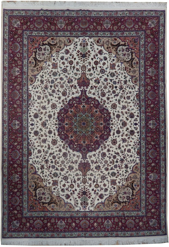 9.5 x 13.2 High Quality Authentic Persian Tabriz Rug Handmade Iran Wool and Silk on Silk 500 KPSI  #PIX-21864
