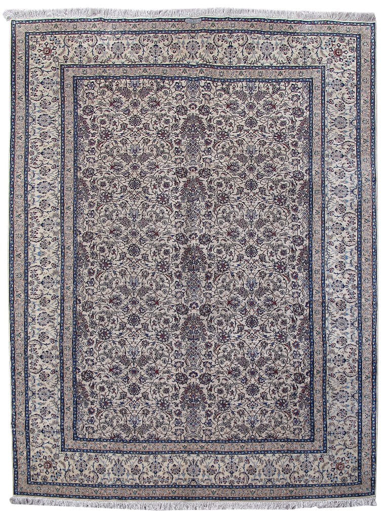 8.5 x 11.7 Habibian Signed Authentic Persian Nain Rug Wool And Silk 500 KPSI Rare All Over Pattern #B-80002