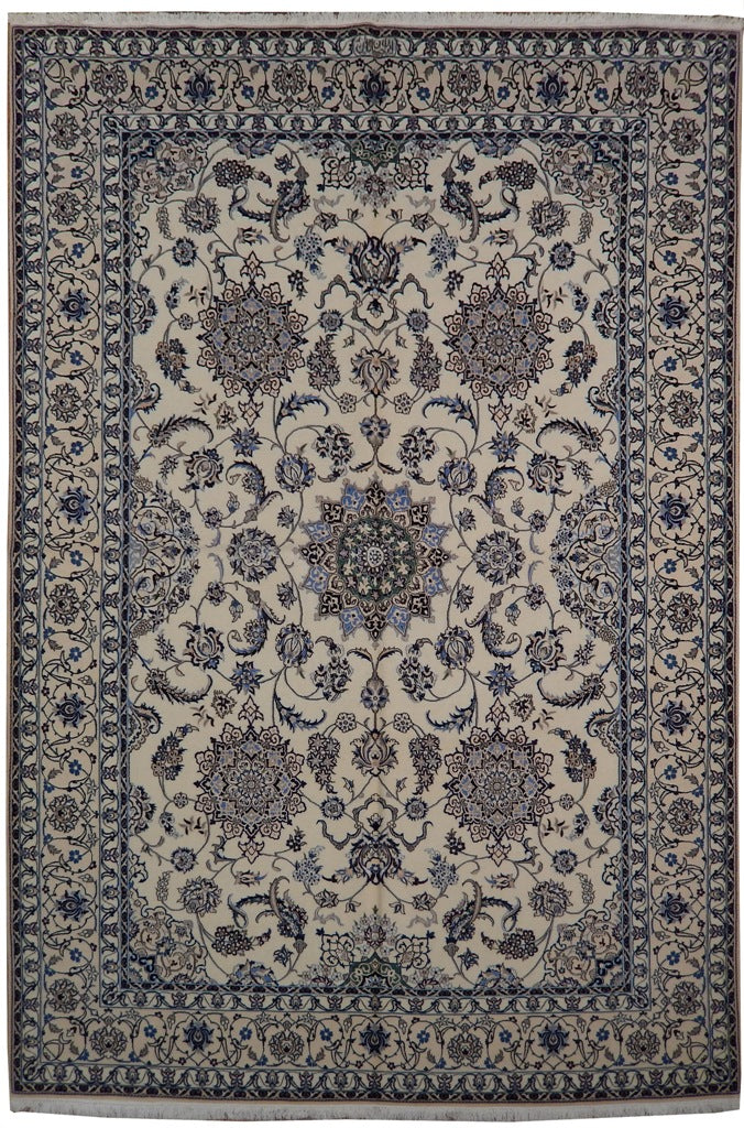 6.9 x 9.8 Habibian Signed High Quality Authentic Persian Nain Rug Handmade Iran Wool and Silk 500 KPSI #PIX-22014