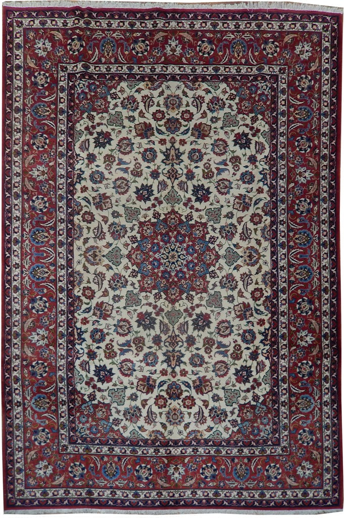 8.9 x 12.6 Fine Quality Genuine Persian Esfahan Wool Rug #PIX-21855