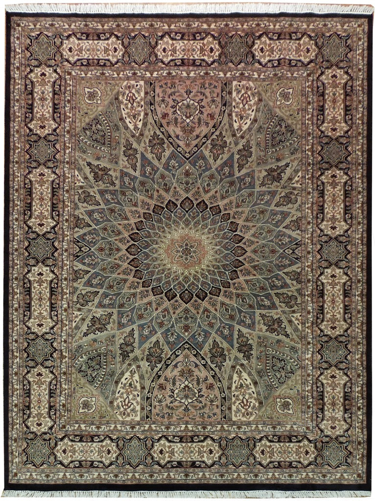 8 x 10.4 Fine Handmade Kashmir Rug Exotic Dom Esfahan Pattern