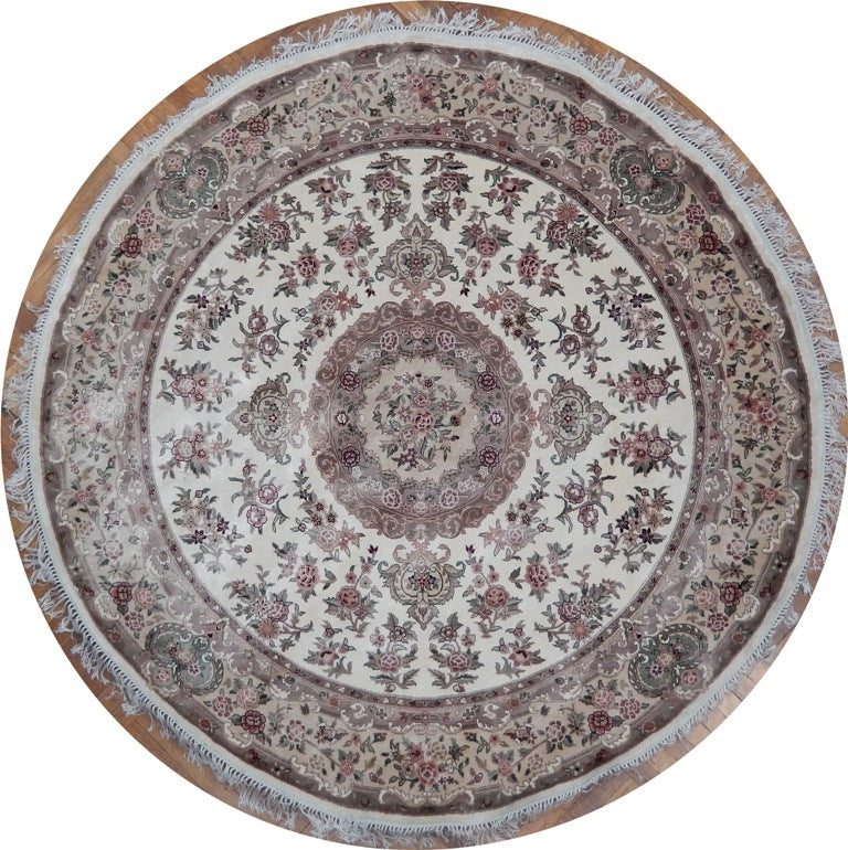 7.0 x 7.0 Feet ROUND Bamboo Silk Handmade Rug #PIX-21087