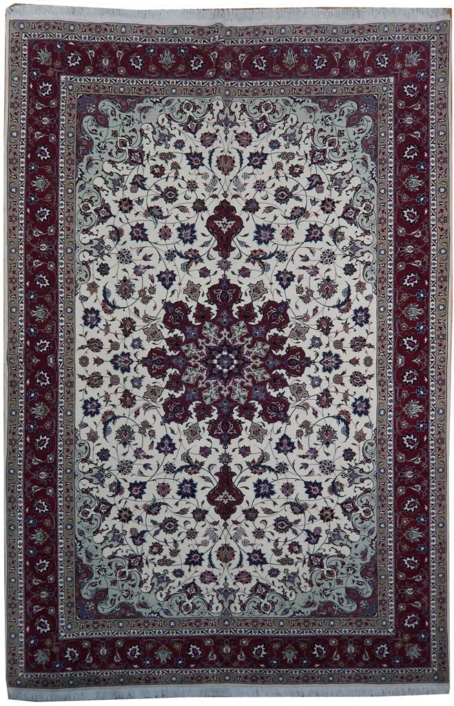 6.7 x 9.8 Fine Authentic Persian Tabriz Rug Handmade Iran Wool and Silk 400 KPSI #PIX-21979