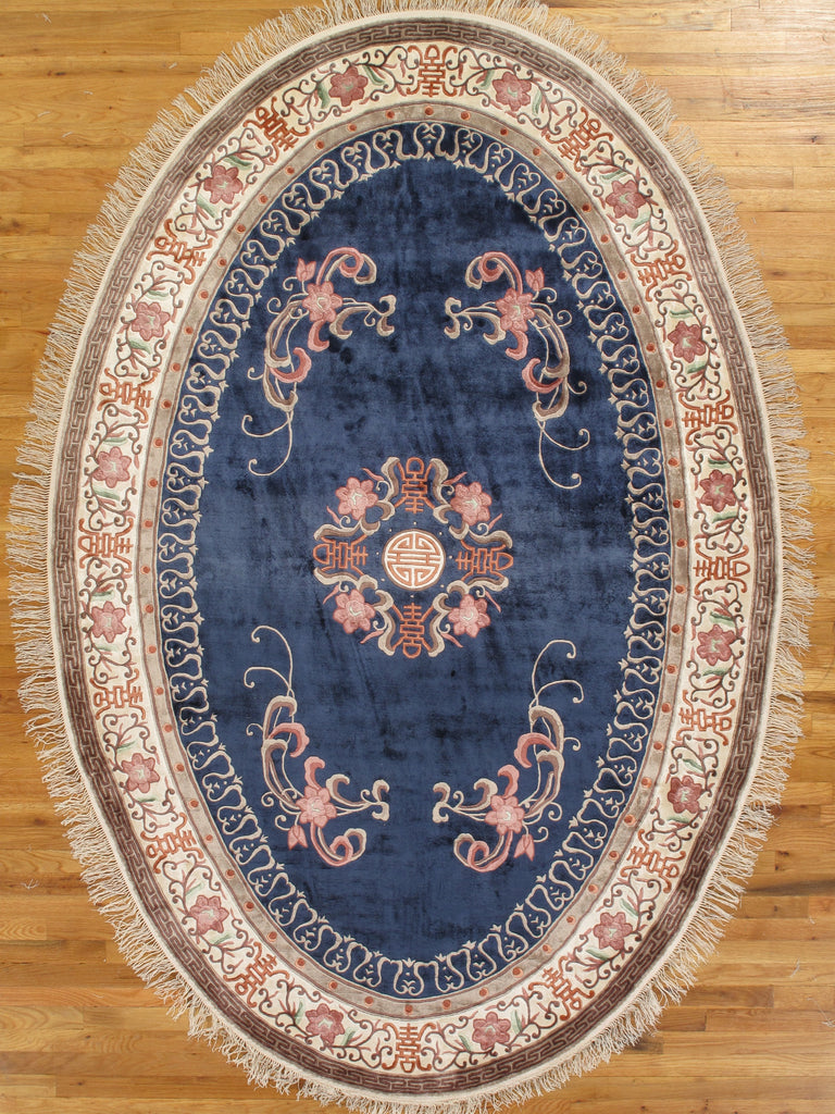 6 x 9 Oval Hand-knotted Rug Chinese Art Deco  #PIX-26302