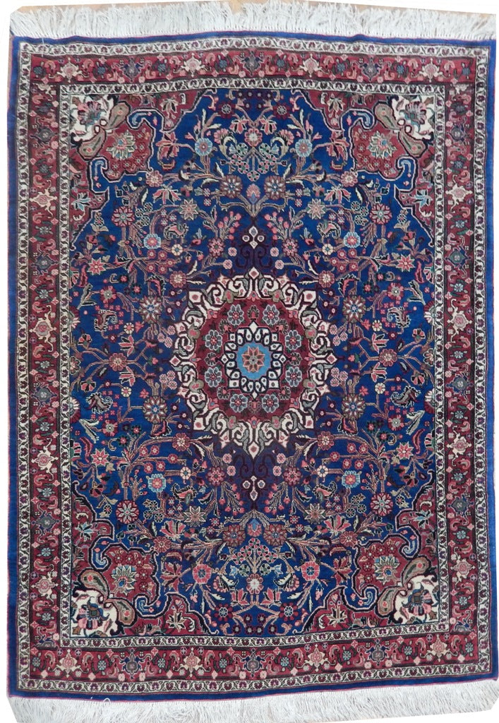 4.7 x 6.4 Transitional Geometric Persian Pattern Wool Silk Handmade Rug
