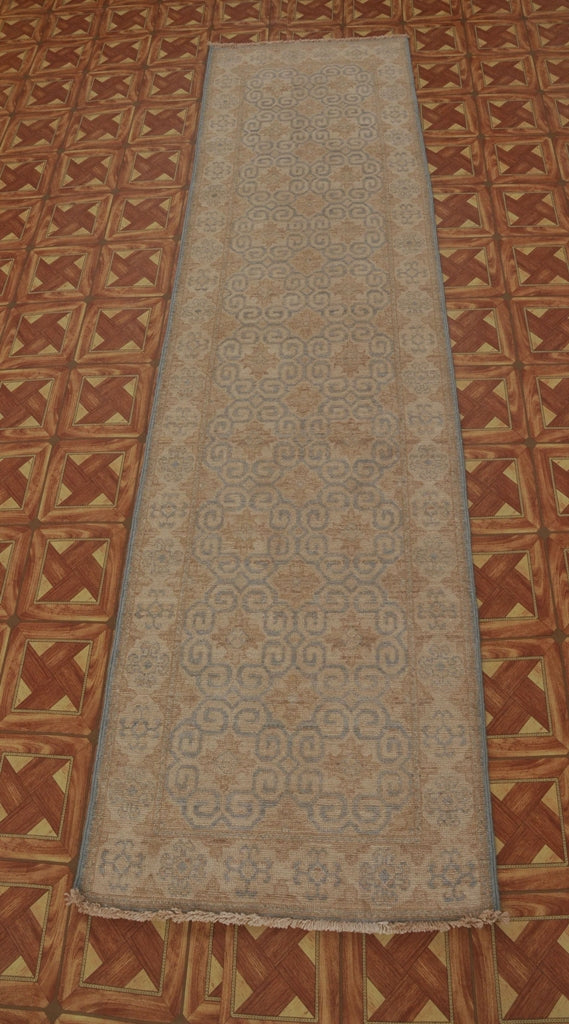 10' Feet Runner Quality Handmade Wool Neutral Pastels  #PIX-25191