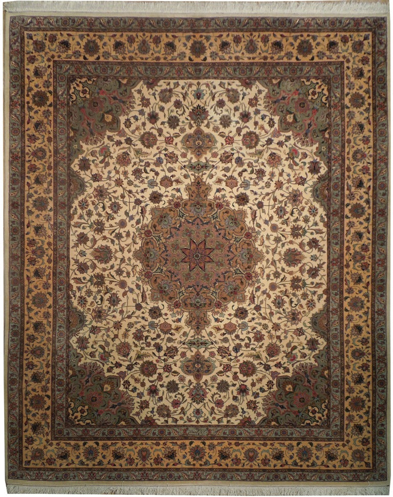 8.1 x 9.9 Authentic High Quality 400 KPSI Wool and Silk Persian Tabriz Rug IRAN  #PIX-18228