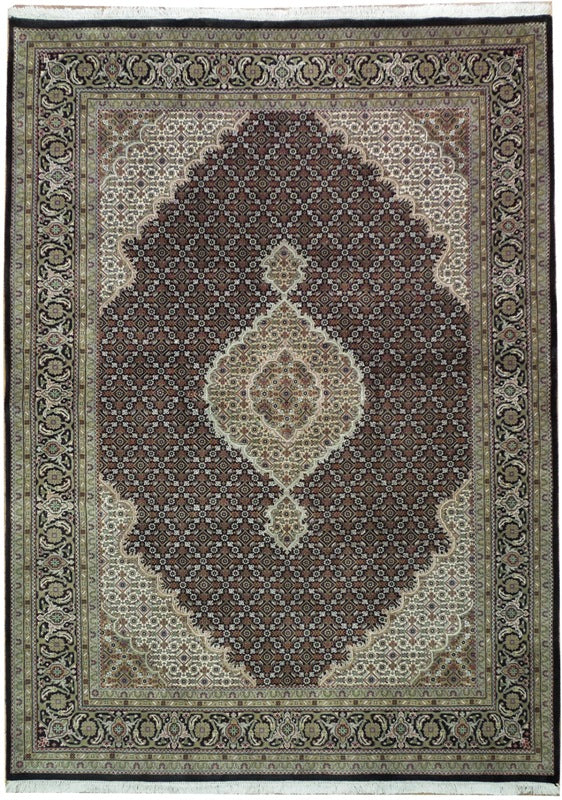5.9 x 8 Artisanal Persian Traditional Wool Silk Rug 