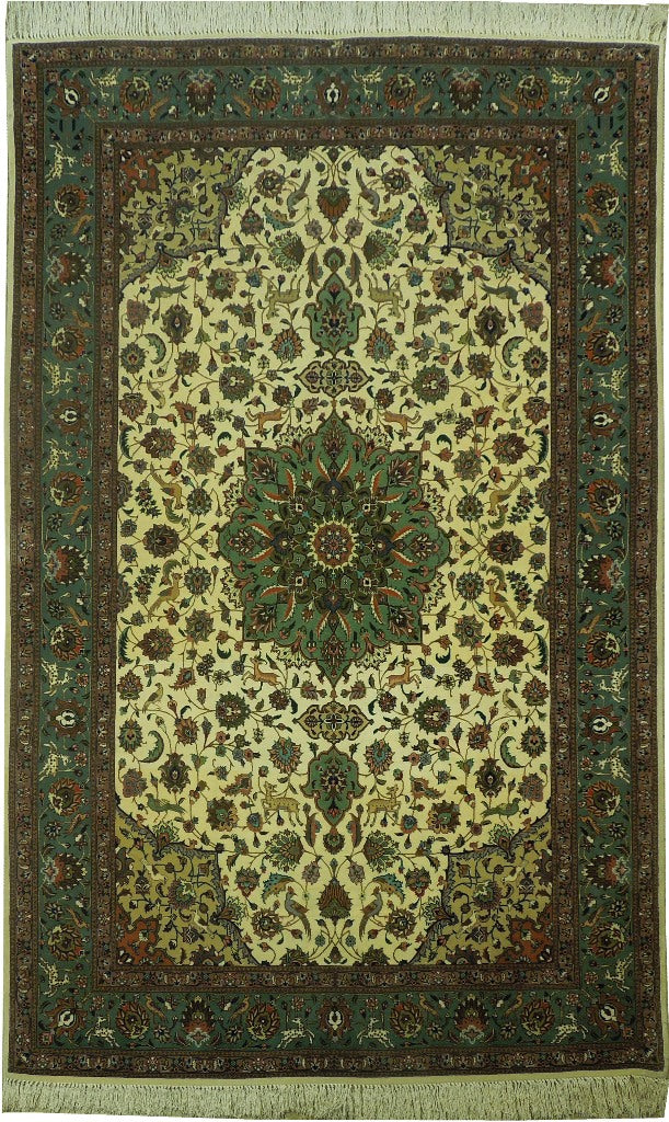 6.1 x 9.5 Iran Handmade Tabriz Rug - Genuine Persian Carpet with Animal Design #PIX-18059