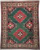 Load image into Gallery viewer, 6 x 7 Green Hand-Knotted Kazak Afghan Rug Wool on Wool 