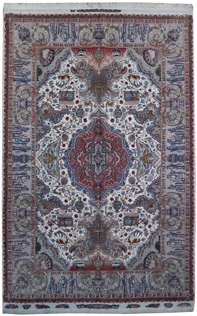 6.6 x 10 Super Fine Quality Authentic Persian Tabriz Rug Wool and Silk 70 Raj 500 KPSI #PIX-21982