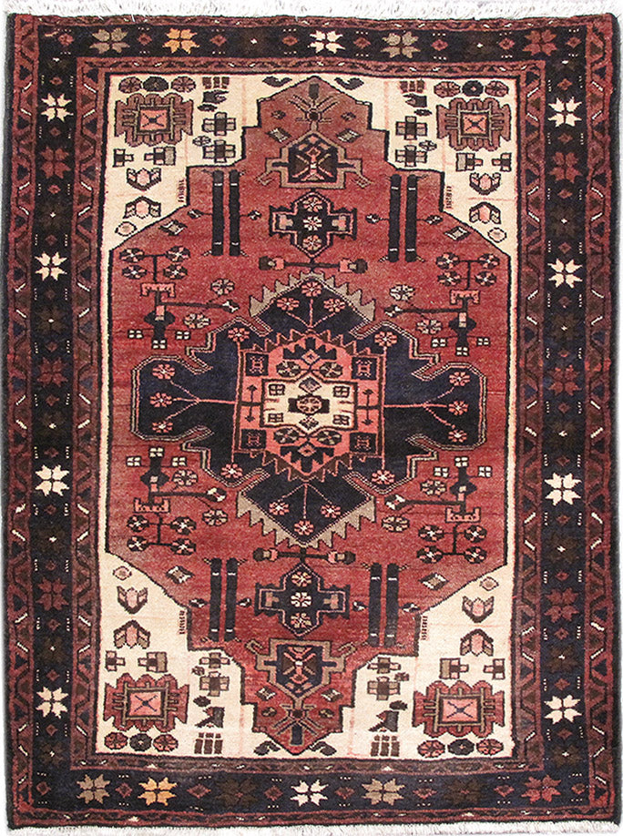 3.8 x 5 Persian Hamadan Rug Tribal #PIX-82699