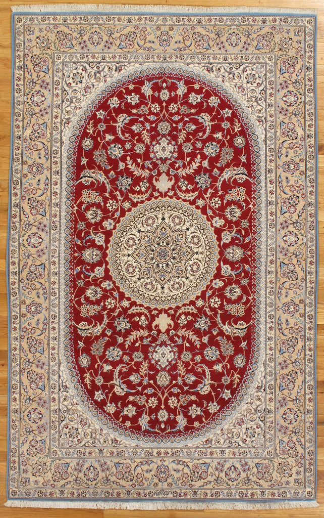 5 x 8 SIGNED "Habibian" FINE Persian Nain Rug Wool and Silk quality 6 LA 400 KPSI