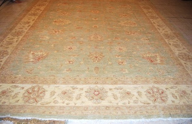 11.7 x 14.4 Light Green Zigler Chobi Rug Natural Wool #PIX-HT-9636