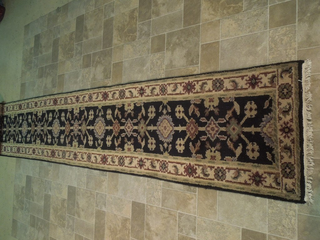 20' Feet Handmade Wool Runner BLACK #B-74121