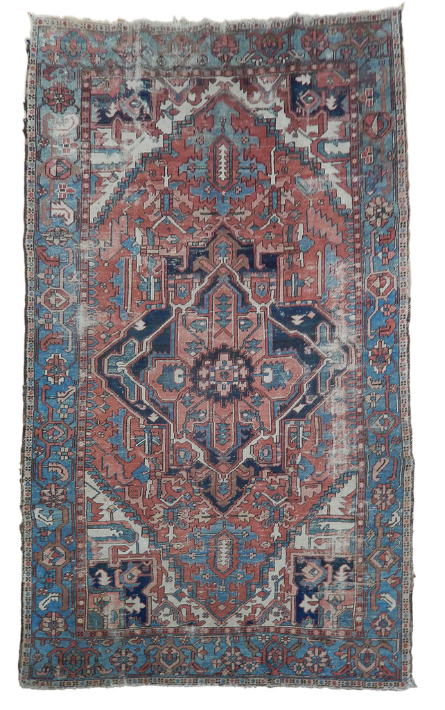 7.3 x 11.3 Authentic Old Persian Heriz Serapi Rug 1950's 