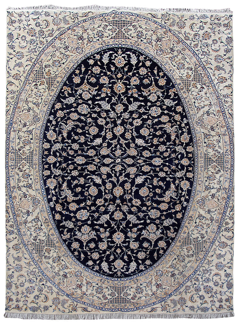 9.7 x 13.4 Fine Authentic Persian Nain Rug 6 LA 500 KPSI Wool and Silk Handmade Iran #B-80167