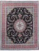 Load image into Gallery viewer, 8.2 x 10 Authentic Persian Tabriz Rug Black Wool and Silk High Quality Handmade Iran 400 KPSI #PIX-21851