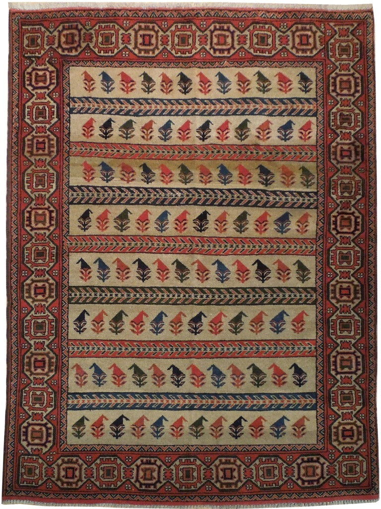 5 x 6.6 Hand-Knotted Afghan Shirvan Caucasion Rug