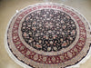 Load image into Gallery viewer, 8 feet ROUND Fine Weave Quality Wool and Silk Pile Hand knotted Rug BLACK  #PIX-25740A