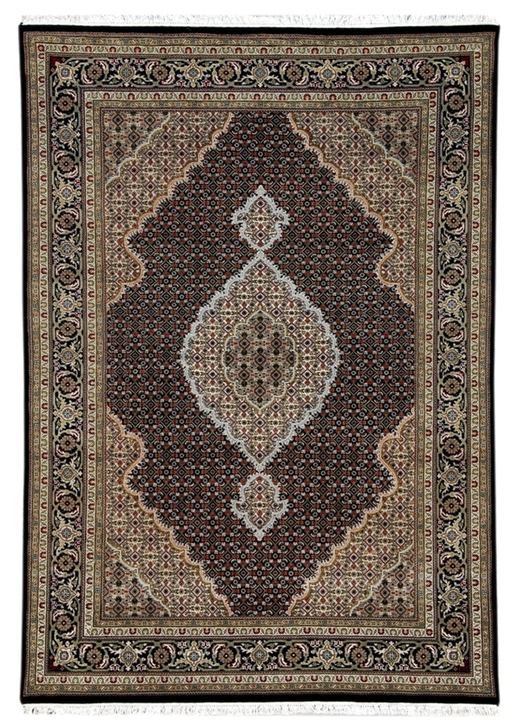 5.6 x 8 Quality Wool and Silk Mahi Tabriz Herati Handmade Rug #B-70179