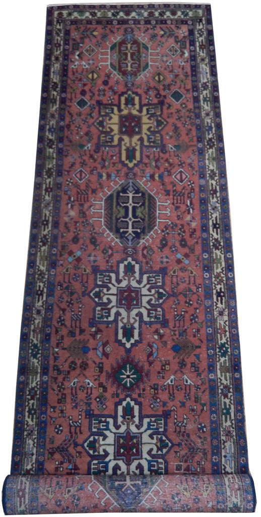 3 x 14.2 Semi-Antique  Persian Heriz Karaja Runner #PIX-22828
