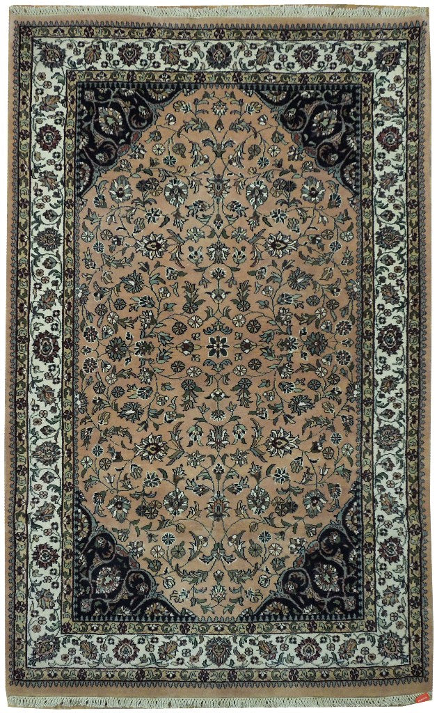 4 x 6.4 Soft Pink Sarouk handmade Rug #PIX-19811