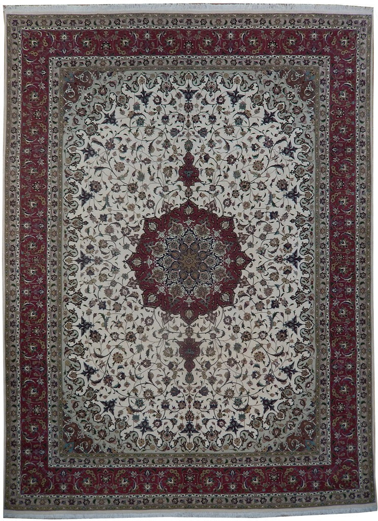 9.9 x 13 Authentic High Quality Persian Tabriz Rug Handmade Iran 400 KPSI Wool and Silk #PIX-21926